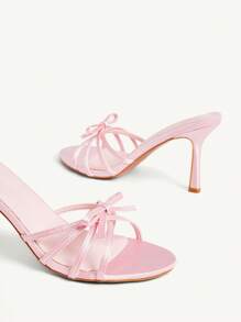 CUCCOO CHICEST Damen elegante Sandalen mit Schleifen-Riemen, offene Zehenpartie und dünnem High Heel, süß romantisch, flache rosa Satinschuhe, geeignet für Nachmittagstee, Date, Party, Abend, Urlaub - Pink - Übersicht 13