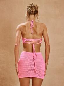 MUSERA Crochet Knit Floral Bralette And Mini Skirt Co Ord Spring Summer Vacation Boho Ibiza Elegant Club Beach Cute Sexy Festival Birthday