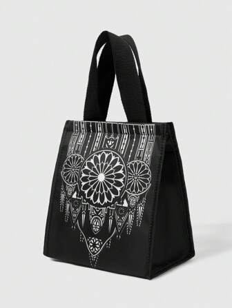 Goth Gothic Print Black Fashionable Insulated Lunch Box, Functional Bags, Lunch Bag, Cooler Bag