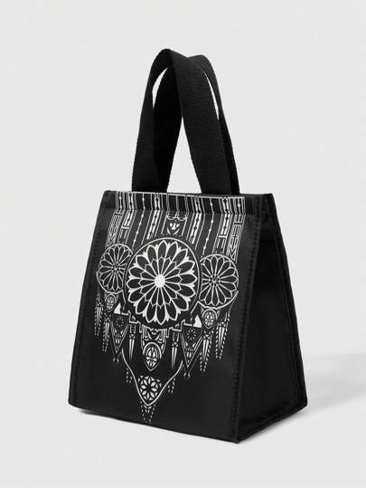 Goth Caja de almuerzo aislada con estampado gótico negra y de moda, bolsas funcionales, bolsa de almuerzo, bolsa refrigeradora