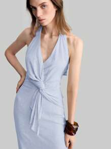 Ontre Váy dài thu 2025, Thời trang tối giản màu trơn, Thích hợp cho lễ tốt nghiệp mùa hè, Váy thường ngày, Váy lễ Phục sinh, Váy thanh lịch, Váy bồng bềnh, Váy dự tiệc, Váy duyên dáng, Váy lễ Phục sinh, Váy dự tiệc, Váy trang trọng, Váy đi nghỉ của phụ nữ, Váy thoải mái, Váy phù dâu, Váy đi biển, Kỳ nghỉ lễ hội âm nhạc, Vải lanh - Màu xanh nhạt - Xem 7