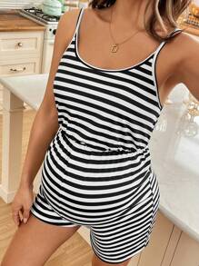 SHEIN 条纹连衣裤 孕妇装 工装裤