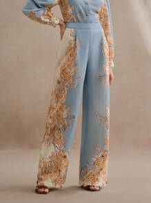 Anewsta Women's Casual Vacation Printed Loose Pants - Blue - View 1
