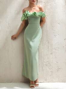 RueChic 3d Flower Effect White Midi Length Dress - Mint Green - View 4