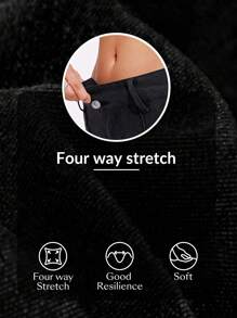 Flexra Quần short denim bó đa năng thường ngày cho nữ - Màu xám đen - Xem 8