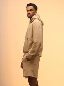 Musero Casual Airport Street Style Premium Oversized Embroidered "M" Pull On Hoodie Tracksuit For Spring For Summer Holiday Vacation - Apricot - View 6