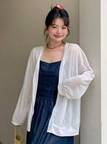 Dazy Plus Women's Loose Sheer Long Sleeve Cardigan