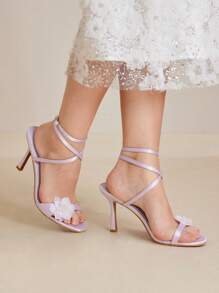 MOTF PREMIUM 8.8CM HIGH HEELED SANDALS, ROUND TOE STRAP DESIGN - Mauve Purple - View 3