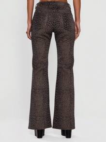 MUSERA 低腰猎豹纹喇叭牛仔裤 夏季节日度假 可爱性感牛仔女郎 春季伊比沙岛波西米亚西部音乐会 冬季纳什维尔冬季时尚 - 黑色 - 查看 4