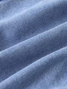 SHEIN 2 件装少女蓝色牛仔吊带蝴蝶荷叶边背心和短裤套装 - 淺色水洗藍 - 查看 8