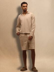 Musero Shorts en jersey de waffle taillés intelligemment, printemps été vacances de Pâques - Nude - Voir 2
