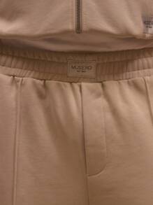 Musero Pantalón de chándal de pierna recta con detalles de pinzas, parche con marca, solo para primavera, verano, vacaciones, Pascua, estilo callejero Y2K