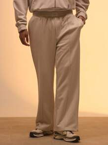 Musero Pantalón de chándal de pierna recta con detalles de pinzas, parche con marca, solo para primavera, verano, vacaciones, Pascua, estilo callejero Y2K
