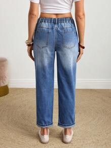 EMERY ROSE 大码休闲通勤水洗锥形牛仔裤