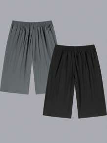 Manfinity Homme Pantalones informales 3/4 de hombre con cordón en la cintura y cremallera delantera de 2 tonos