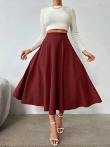 EURMUSE High Waist Flared Skirt