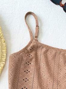 Tween Girl Holiday Textured Knit Camisole Top And Pleated A-Line Skirt 2 Pieces Set - Brown - View 4