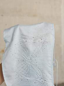 Nöista Light Blue Top With Adjustable Straps And Butterfly-Shaped Rhinestone Details. Short And Flowy Design, Perfect For Special Occasions Or Evening Outings.