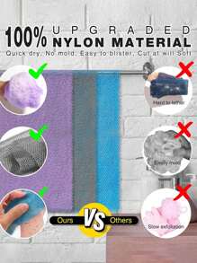 1/2 件非洲网状去角质背部长网浴擦洗毛巾套装，双面温和去角质，有效身体磨砂，淋浴时使用背部磨砂膏，优质网状材质，方便的绑带毛巾设计，丝瓜络毛巾，使皮肤光滑的身体海绵，非常适合日常使用（蓝色、紫色）家居浴室装饰 - 彩色 - 查看 6