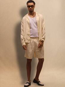 Musero Casual Street Style Elasticated Woven Jacquard Shorts Only For Summer Holiday Vacation