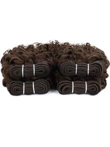 Mechones de cabello humano rizado y rizado de color marrón oscuro n.°4, con rizo rizado, cabello Remy, 4 mechones, 50g/pieza, mechones de color marrón chocolate, extensiones de cabello - S4 - Ver 6