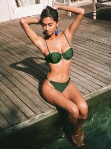 Anewsta Women's Holiday Beach Shell Cup Bikini Set For Summer Beach Vacation - Olive Green - View 1