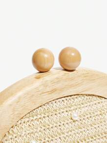 SHEIN Belle Túi cầm tay đính hạt trang trí phong cách nghỉ dưỡng thanh lịch thời trang - Màu be - Xem 6