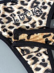 SHEIN 3pcs/Pack Leopard Print Contrast Trim Sexy G-String Panties - Multicolor - View 7