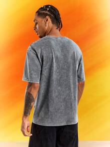 Astro Boy X SHEIN Men's Cartoon Graphic Print Round Neck Short Sleeve T-Shirt Tee - Grey - View 2