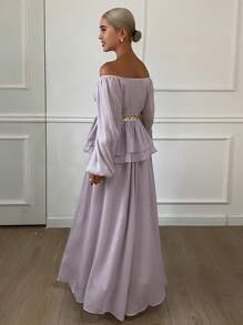 DAZY Women Two Pieces Outfits For Daily Wear Off Shoulder Top - Pink - View 2