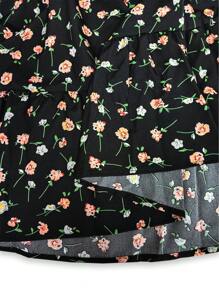 SHEIN LUNE Plus Size Women Floral Print Loose Fit Casual Long Sleeve Top, Black Background - Multicolor - View 7