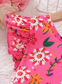 1pc Girl Girls Summer Casual Ditsy Floral Romper, Versatile Daily Wear