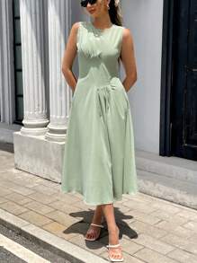 Chiquease 法式无袖修身女装 - 綠色 - 查看 5