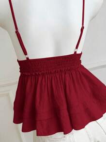 Elamini Women's Solid Color Ruffle Hem Camisole