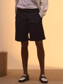 Musero Casual Smart Street Style Tailored Buckle Detail Shorts For Summer Holiday Vacation
