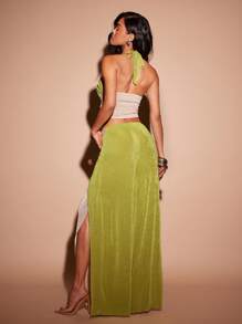 Hauture Color Block Tie Front Wide Leg Pants,Bohemian Clothes - Multicolor - View 6
