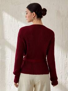 CLARA VERO 女士冬季淡粉色休闲毛衣裙 - 酒紅色 - 查看 2