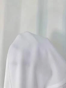 SHEIN Unity 女式拼接荷叶边下摆修身优雅细肩带连衣裙 - 白色 - 查看 7