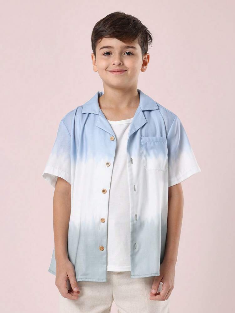 Camicia a maniche corte con bottoni e tie-dye