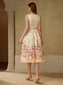 MOTF PREMIUM VESTIDO ESTAMPADO FLORAL CON CINTURÓN