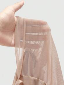 ROMWE Avant Áo kiểu dáng thanh lịch, gợi cảm, cổ khoét sâu, hở lưng, dây buộc cổ, chất liệu xuyên thấu dành cho nữ, thích hợp cho các lễ hội âm nhạc. - Lạc đà - Xem 5