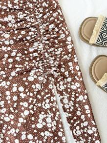 Tween Girl Holiday Textured Knit Camisole Top And Pleated A-Line Skirt 2 Pieces Set - Brown - View 6