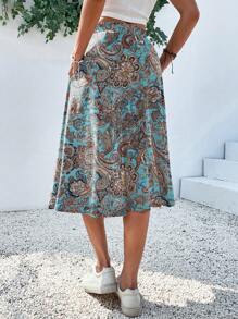 Breezaya Paisley Print Casual Holiday Skirt - Multicolor - View 2