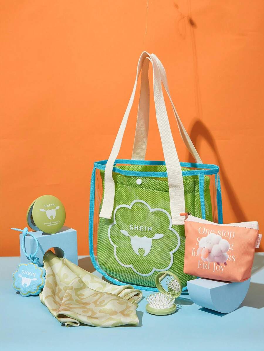 SHEIN Gift - Green Detachable Beach Bag, Eid Al-Fitr Transparent Jelly Bag - Green - View 1