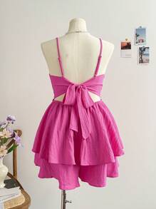 Soleia Combishort à fines brides en couches ourlet