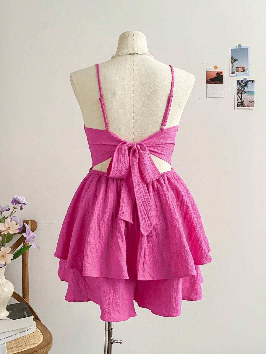 Soleia Combishort à fines brides en couches ourlet