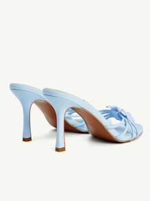 CUCCOO CHICEST Women's Elegant Floral Crystal Pointed Toe High Heel Sandals, Light Blue Faux Leather, Fashionable Heeled Slippers For Tea Parties, Dates, Formal Events, Vacations, Beach & Hawaii Style