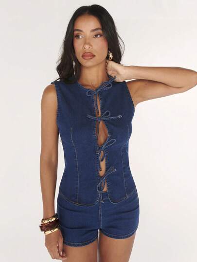 SHEIN BAE Women Denim Two Pieces Outfits, Night Out