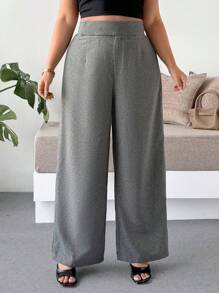 SHEIN Tall Pantaloni ampi e morbidi con vita asimmetrica per taglie comode, versatili, casual e adatti per il pendolarismo quotidiano