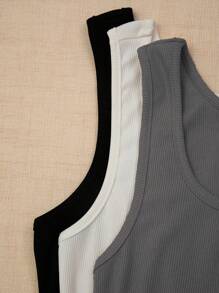 SHEIN Tall Camiseta de tirantes de color liso para mujer, de moda para el verano y actividades deportivas - Multicolor - Ver 4